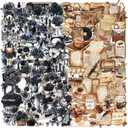 3 x 100 Vintage Aesthetic Transparent Waterproof Stickers for Scrapbooking Diary Decorations Ideal for Teens and Adults Crafting Water Bottles and Handmade Projects