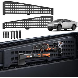 2 PCS 42 Inch Molle Side Panels Compatible with Tesla Cybertruck 2024 2025 2026 Aluminum Alloy Material Cybertruck Molle Panels with 8 Straps to Mount Things for Cybertruck accessories Easy to Install