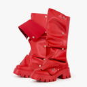 Women's Pull On Mid Calf Boots Platform Slouchy Block Heels 10