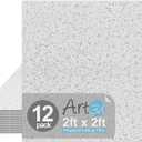 Art3d Pro Drop Ceiling Tiles 2ft x 2ft, 12-Pack Waterproof Polyester Ceiling Panels for Office Basement Kitchen Recording Room, Reusable,Covers 48 Sq.Ft, White Stucco Printing, 24*24 12pcs