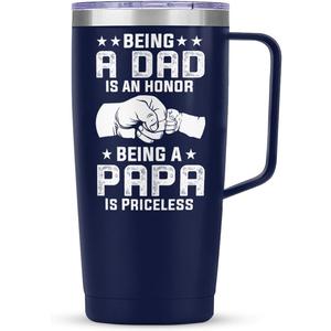 SANDJEST Papa Tumbler with Handle 20oz Coffee Travel Mug Cup Grandfather Gift for Grandpas Grandfathers Grandad Birthday Papa Gifts for Grandpa from Granddaughter Grandson