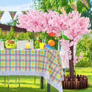 Artificial Cherry Blossom Tree with LED Light, Christmas Pink Cherry Blossom Tree Artificial, Handmade Artificial Trees for Home Decor, Indoor, Outdoor, Party, Office and Wedding (5ft Tall/1.5M)