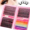 600 Pcs Color Lash Clusters, Colorful Lash Clusters Fluffy with D-Curl Volume, DIY Colorful Lashes Cluster for Home Salon & Party