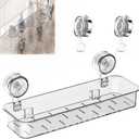 Corrugated Suction Cup Storage Holder, Shower Caddy Suction Cup, Clear Shower Organizer Storage Holder, Acrylic Suction Shelves For Inside Bathroom Kitchen (Transparent)