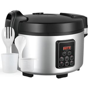 15L/15.8Quart (84 cups cooked rice) Extra Large Commercial Rice Cooker & Food Warmer with Time presetting, 6 Functions, Timer Delay Energy-Efficient for Professional Kitchens,Can preset cooking time
