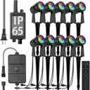 SUNTHIN Outdoor Landscape Lighting with Remote, RGBW Color Changing Spot Uplights,10 Pack