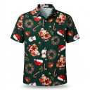 BRISIRA Big and Tall Christmas Shirts for Men Santa Hawaiian Vacation Short Sleeve Button Down Holiday Shirt Lightweight, L