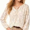 Womens Long Sleeve Casual Lightweight See Through Tunics Tops (White, XL)