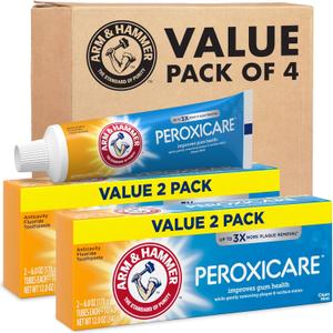 ARM & Hammer Peroxicare Toothpaste for Gum Health, Baking Soda Toothpaste, Clean Mint, 6.0 oz (Pack of 4)
