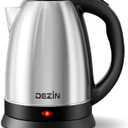 DEZIN Electric Kettle Upgraded, BPA Free 2L Stainless Steel Tea Kettle, Fast Boil Water Warmer with Auto Shut Off and Boil Dry Protection Tech for Coffee, Tea, Beverages (Black Silver)
