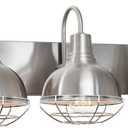Kira Home Liberty 24" 3-Light Modern Industrial Vanity/Bathroom, Kitchen Light + Metal Cage Shades, Brushed Nickel Finish