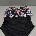 DEBELLY Maternity Bikini Set Two Piece Swimsuit Ruffle Women Bathing Suits High Waist Vintage Pregnancy Swimwear, (Rose Flower Black, Medium)