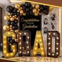 2026 Graduation Decorations 4 FT Grad Marquee Letter Large Class of 2026 Light up Sign Graduation Party Decor for Kindergarten Preschool High School College Pre-cut Foam Board(Black & Gold)