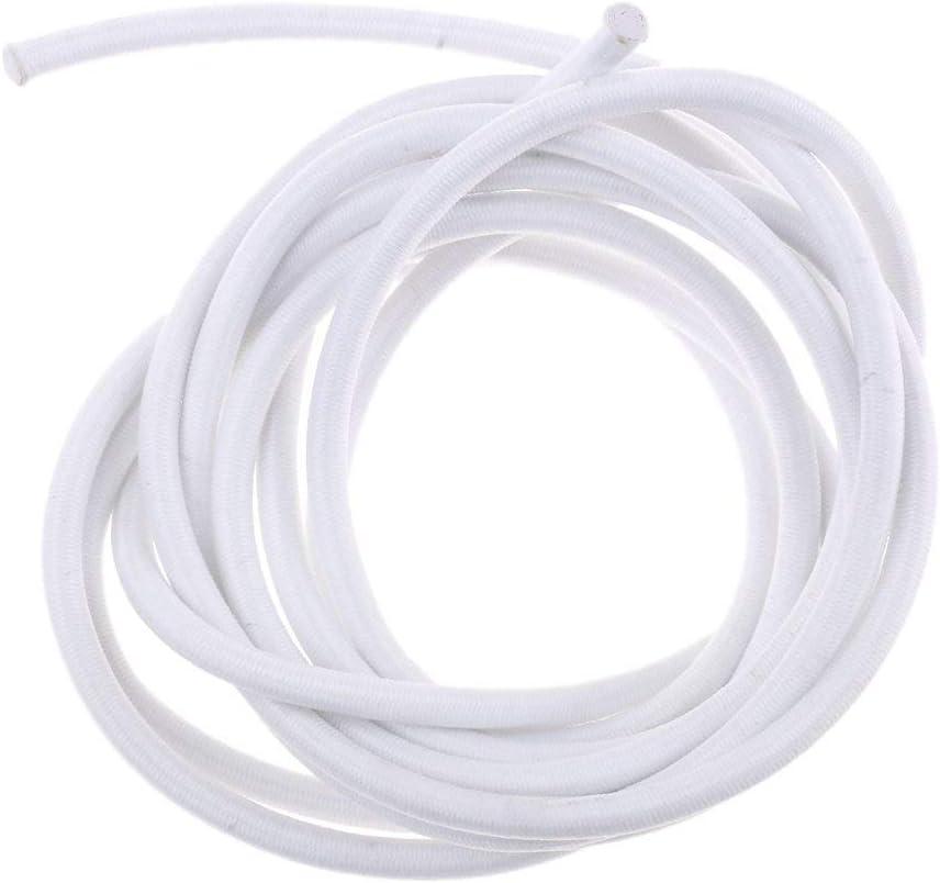 6mm White Heavy Duty Elastic Round Rubber Bungee Rope, Shock Cord Stretch String Tie Down, Repair, Replacement, Outdoor - White, 10m, 2,65 feet