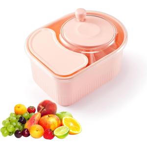 Fruit Cleaner Spinner, Large Fruit Washer Spinner, Fruit Cleaner Spinner with Fruit Washer Bowl and Brush, Vegetable Fruit Spinner Washer,Fruit and Vegetable Scrubber (Pink)