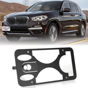 Front Bumper License Plate Mount Compatible with BMW X3 2018-2023 [G01] xDrive and sDrive, No Drill Front License Plate Frames Tow Hook License Plate Bracket Holder Mounting Kit Car Accessories