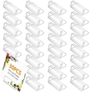 CroBlissful 30 Pcs Acrylic Place Card Holders Mini Card Stand for Wide Size Card Small Acrylic Sign Holder Wedding Table Number Holder Name Card Holders for Table Memo Price Tags Reception Party Photo