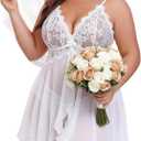 Girece Plus Size Lingerie for Women Babydoll Lingerie Dress V Neck Front Closure Sexy Sleepwear Lace Nightdress, Size 14W