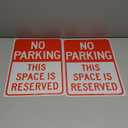 Faittoo No Parking This Space Is Reserved Sign, 2-Pack 14 x 10 Inch Reflective Aluminum Sign, UV Protected and Weatherproof, Durable Ink, Easy to Install and Read, Indoor/Outdoors Use (Red and White- 2 Pack)