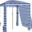Umineux Beach Cabana - 6FT Beach Canopy with Side Wall, Easy Setup Beach Tent Sun Shelter, Waterproof Tent - Portable Shade for Whole Family (Navy Stripes)