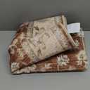 Brown Gold 6ft Round Washable Rug for Living Room - Vintage Botanical Floral, Washable Low Pile Non-Slip Circle Area Rugs for Dining Under Table, Bedroom, Lounge