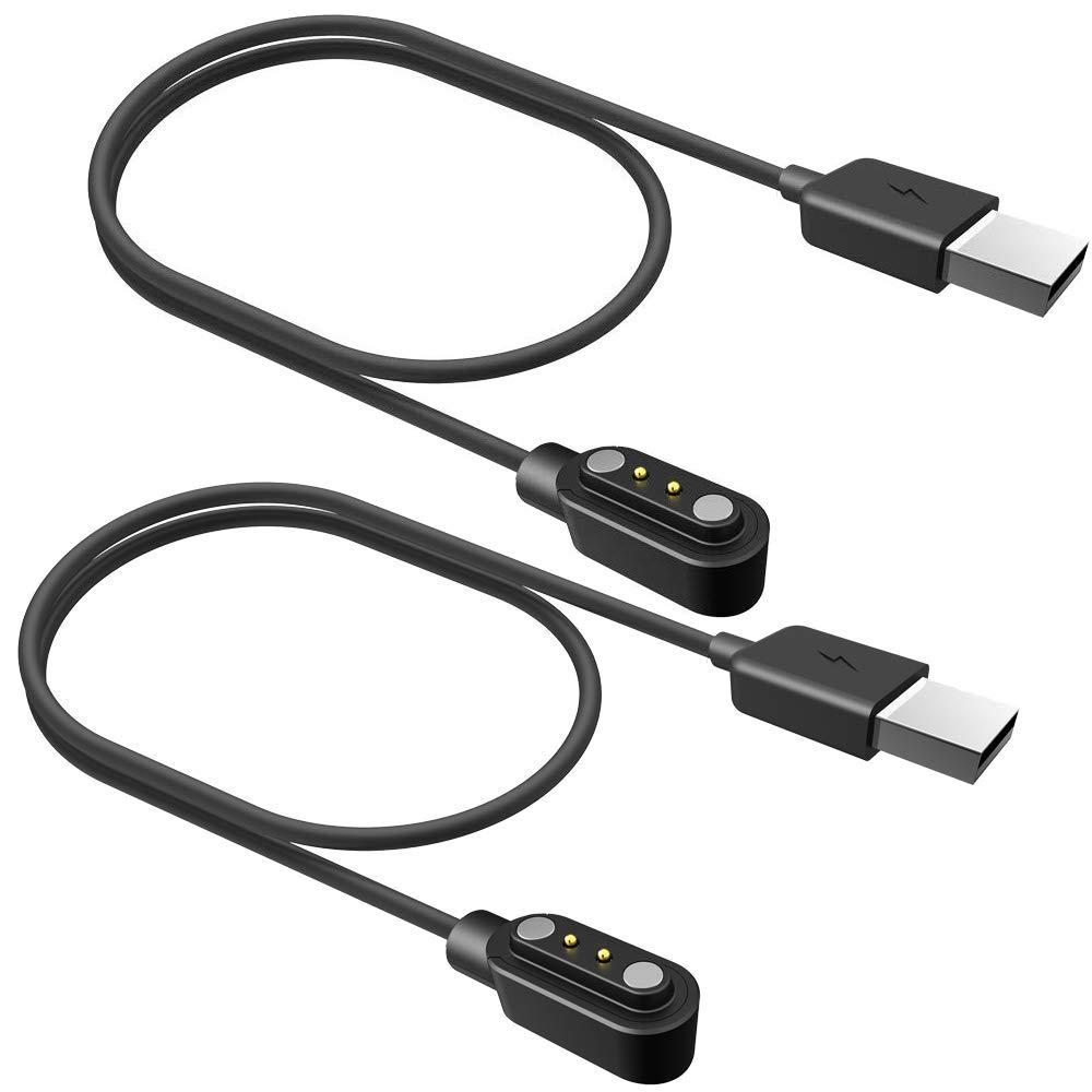VeryFit Smart Watch Charger USB Magnetic 2 Pin Smartwatch Replacement Charging Cable Cord (2 Pack)