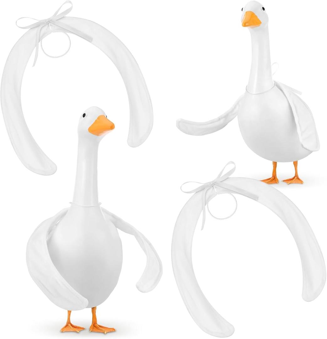 3 x Booson 2 Pcs Poseable Goose Wings Porch Lawn Goose Clothes Downy Swinging Goose Outfit Accessories for 23"- 28" Outdoor Patio Yard Lawn Art Decoration