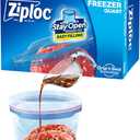 Ziploc Quart Food Storage Freezer Bags, Stay Open Design with Stand-Up Bottom, Easy to Fill, 100 Count