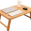 Large Size Laptop Tray Desk Nnewvante 25.6x17.7in Bamboo Floor Desk Low Table Bed Tray Table,Foldable Adjustable Study Writing Gaming Breakfast Serving Floor Table Support 18in Laptop w' 4 Leg Lock