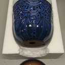 Gepege 6 Inch Beaded Ceramic Planter Set of 2 with Drainage Hole and Saucer for Plants, Indoor-Outdoor Large Round Succulent Orchid Flower Pot (Blue, for Inner-pots not Larger Than 5 Inch)