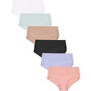 Hanes Women's Smoothing Microfiber No-Show Panties Pack, Moisture-Wicking, 6-Pack, Size 6