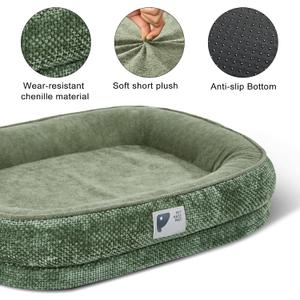 Orthopedic Dog Bed for Small Dog, Washable with Removable Cover & Non Slip Bottom with Four Sided Bolster Cushions, squishmallow Green S
