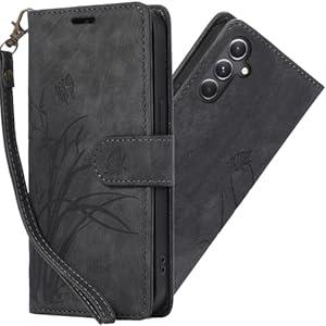 MRRSIWEI Wallet Case for Samsung Galaxy A16, Floral Butterfly Embossed PU Leather Magnetic Flip Case with Kickstand Card Slot Cover for Samsung Galaxy A16.Butterfly Black