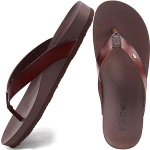 ONCAI Womens Flip Flops For Women Comfortable Strap Yoga Mat Non-Slip Women's Thong Sandal Casual Summer Beach Slippers With Arch Support (8, Brown)