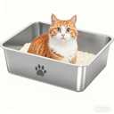 KOAKOMI Stainless Steel Cat Litter Box, Metal 6inch High Sided Cat Litter Pan, Indoor Litter Tray, Large Cat Litter Box, Pet Toilet Supplies for Cats, Rabbits, Easy Clean, Non Stick, No Smell (L)