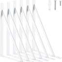HOME MASTER HARDWARE 16x10 inch Heavy Duty Shelf Brackets, White Metal Wall Mounted Supports for Shelves, L Shaped Shelf Angle Bracket for Floating Shelves, 6 Pack