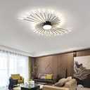 JAYMP 50.4" Ceiling Light Modern Flower Shape Ceiling Lamp for Living Room Dining Room Flush Mount Metal Acrylic Sputnik Firework Petal LED Lighting Fixture (Matte Black, 42+1 Lights)