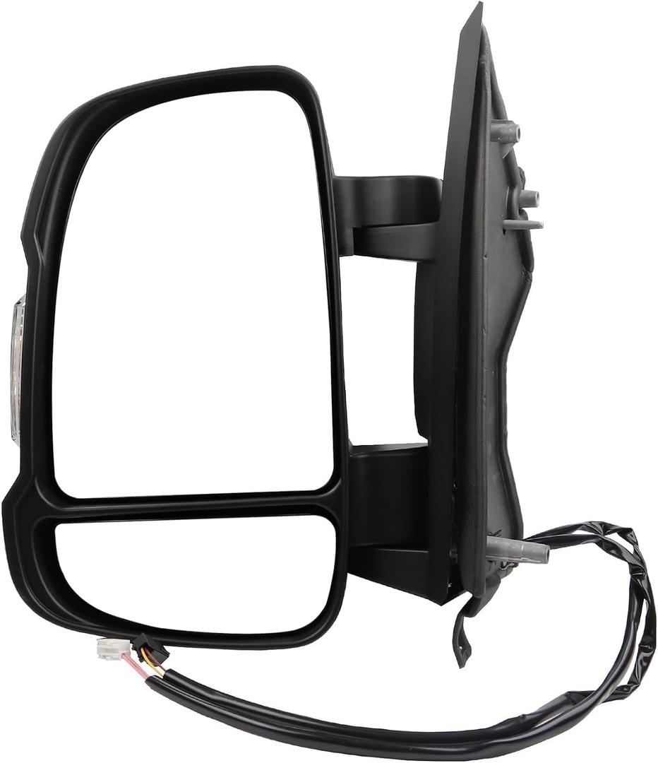 Dasbecan Left Driver Side Mirror Compatible with Ram Promaster 1500 2500 3500 2014-2022 Non-Heated Glass Manual Fold Turn Signal w/Temp Sensor Black Cargo Van Replaces#CH1320417 5VE99JXWAF 2+2Pins