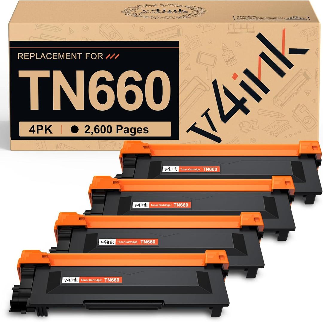 v4ink TN660 Toner Compatible Replacement for Brother TN660 TN630 TN-630 TN-660 Toner Cartridge Black for Brother Printer hl-l2300d hl-l2320d hl-l2380dw dcp-l2540dw mfcl2700dw mfc-l2700dw mfc-l2740dw