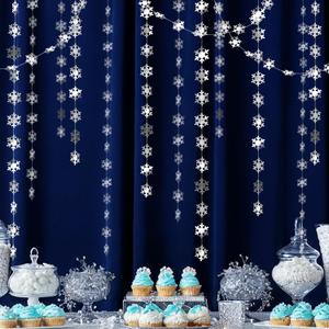 Cheerland Clearance Silver Snowflakes Decorations Garland for Hanging Decoration Winter Wonderland Christmas Onederland Office Dorm Hanukkah Holiday Bridal Shower Winter Ceiling Decor Xmas Backdrop