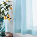 DUALIFE Sky Blue Sheer Curtains 63 Inches Length Look Semi Transparent Natural Light Flow Grommet Curtains for Bedroom and Living Room, 52 x 63 Inches, Set of 2 Panels Light Baby Blue