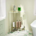 Clear Triangle Acrylic Side Table for Small Space, 11.81" L x 11.81" W x 19.82" H, 2-Tier Corner Shelf Stand End Table for Living Room Bedroom, Corner Display Rack Storage Shelf for Bathroom
