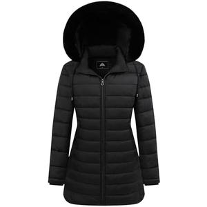 GOLDLADIES Women's Waterproof Long Down Jacket,Warm Winter Hooded Puffer Coat Thickened for Hiking Outdoor XL