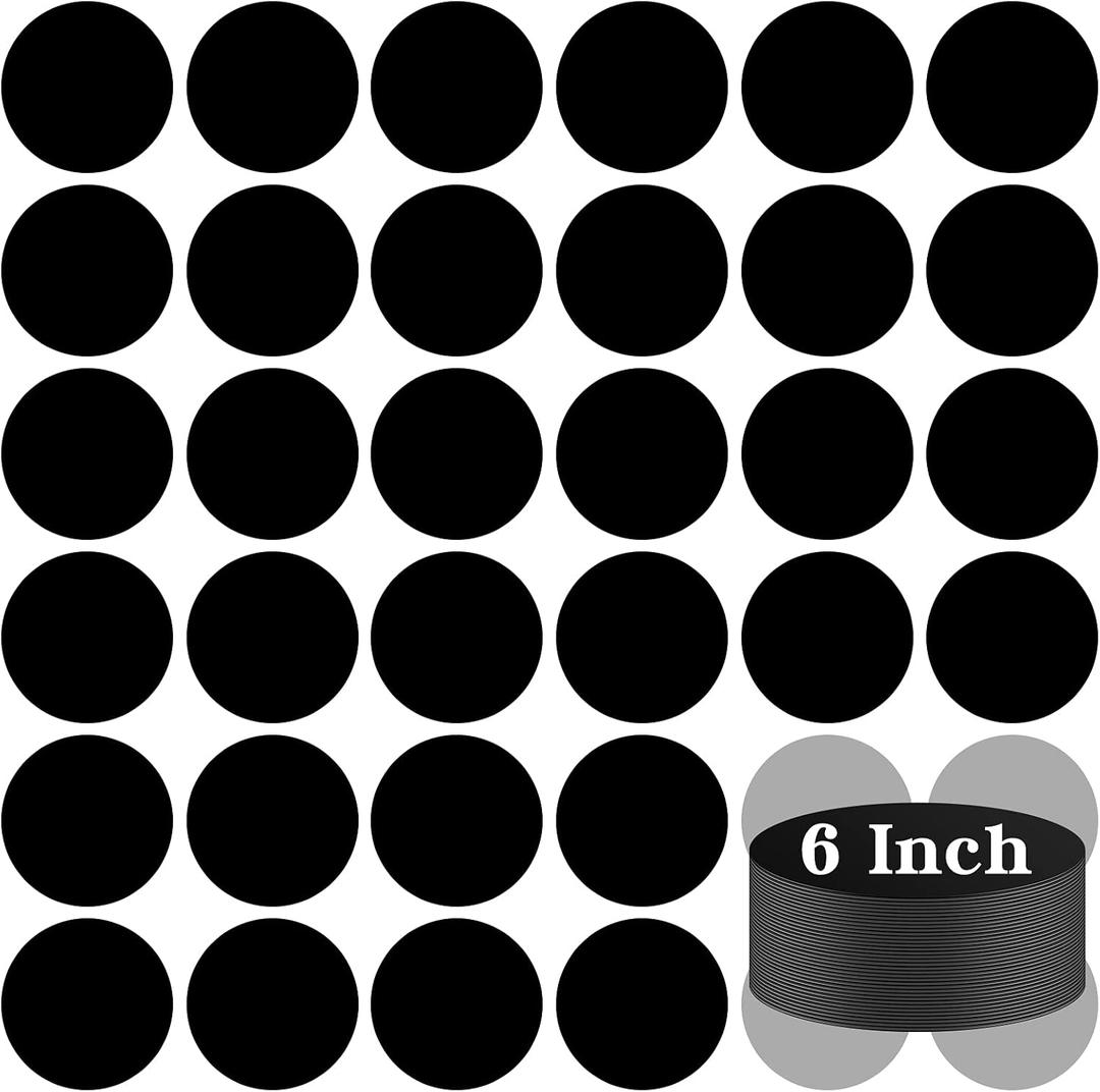 IKAYAS 36Pcs Black Floor Dots Vinly Stickers for Classroom, 6Inch Removable Colored Markers for Kids, Waterproof Adhesive Decals