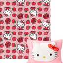Northwest Sanrio Hello Kitty Forever Sweet Silk Touch Throw Blanket 50" x 60" with 3D Plush Pocket Pillow 14" x 20"  Comfy Hello Kitty Plush Blanket and Pillow Set