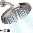 HOPOPRO High Flow Shower Head - High Pressure Rain - 7 Inch Rainfall Spray Showerhead - Tool-free 1-Min Installation - Adjustable Bathroom Shower Head Replacement with Luxury Look - Brushed Nickel