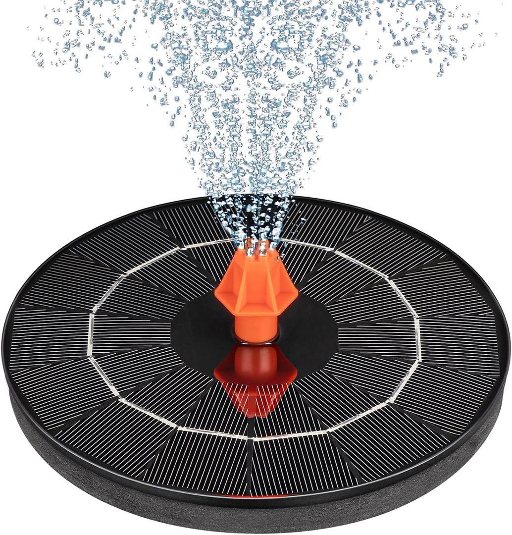 3.5W Solar Fountain, Upgrade Solar Water Fountain Pump Outdoor,Solar Bird Bath Fountains with 4 Fixed Rods & 8 Orange Nozzles for Bird Bath, Garden, Pond, Pool