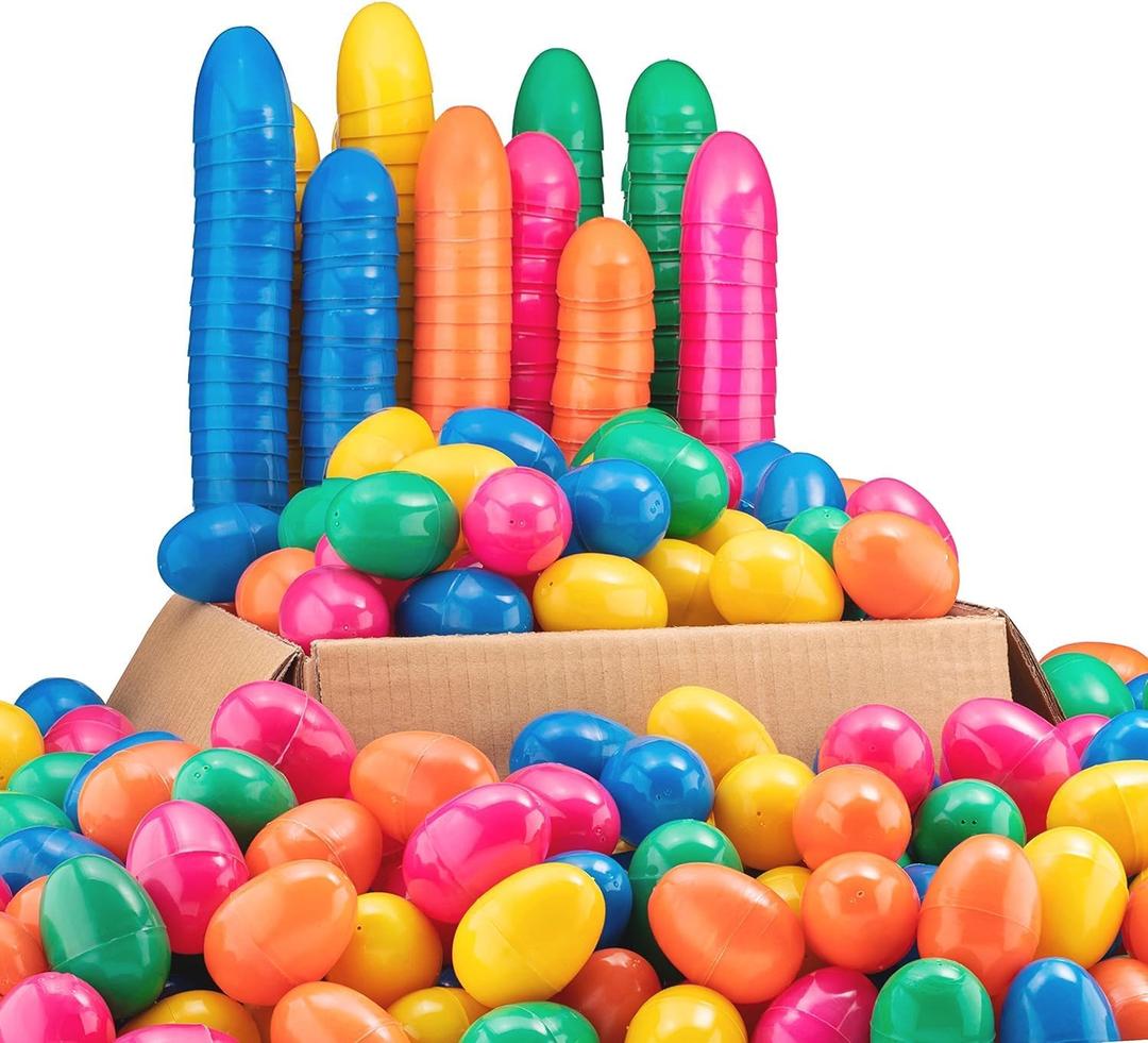1000 Plastic Easter Eggs Bulk - Empty Multi-color Easter Eggs 2.25" For Fillable Hunt Easter Basket Bulk - Comes In Multiple Colors Including Yellow, Pink, Orange, And Purple (Pack of 1000)