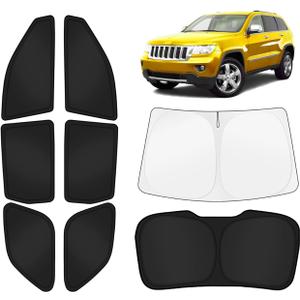 KUST Car Window Shades for Jeep Grand Cherokee 2011-2021 (Not for L) Windshield Sun Shade Side Window Cover UV Block Privacy Protection Accessories for Camping Blackout Rear Back Full Set 8PCS