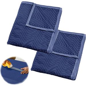 2 Pack Moving Blankets 80''x72''Heavy Duty Packing Blankets for Protecting Furniture Moves Storage, Professional Quilted Shipping Furniture Pads Navy (Blue)